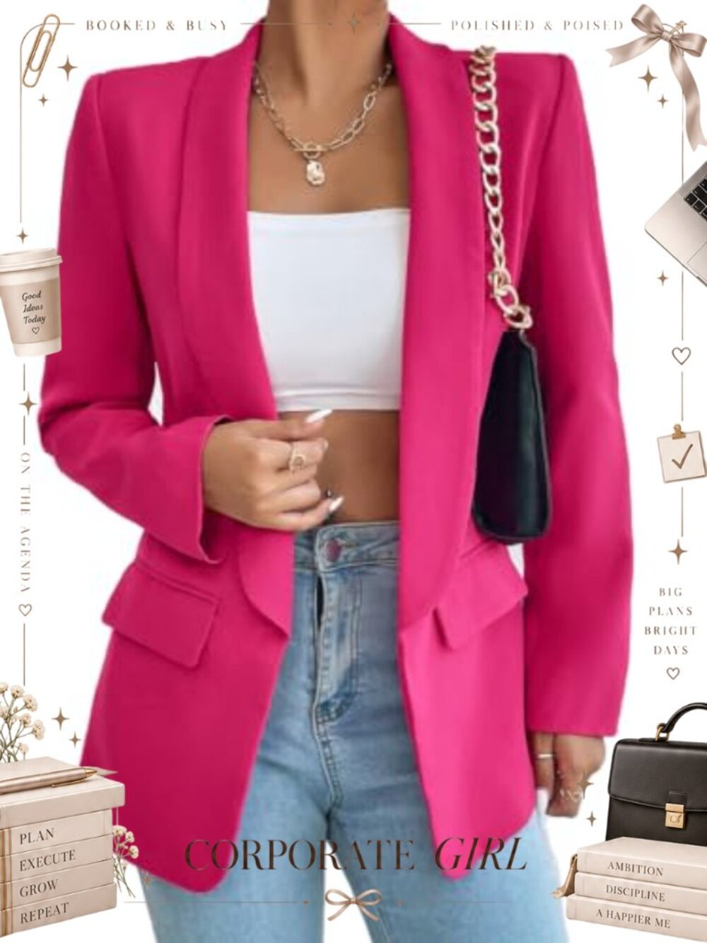 Nihsatin Women's Business Casual Blazer Lapel Collar Open Front Long Sleeve